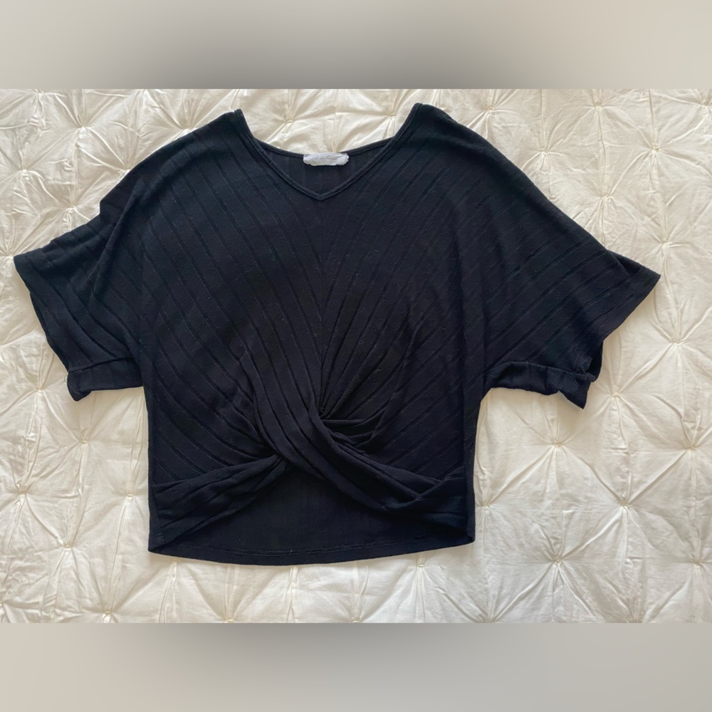 All in Favor twist front Crop Top soft flowy ribbed